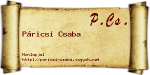 Páricsi Csaba névjegykártya
