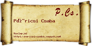 Páricsi Csaba névjegykártya