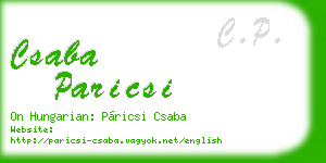 csaba paricsi business card